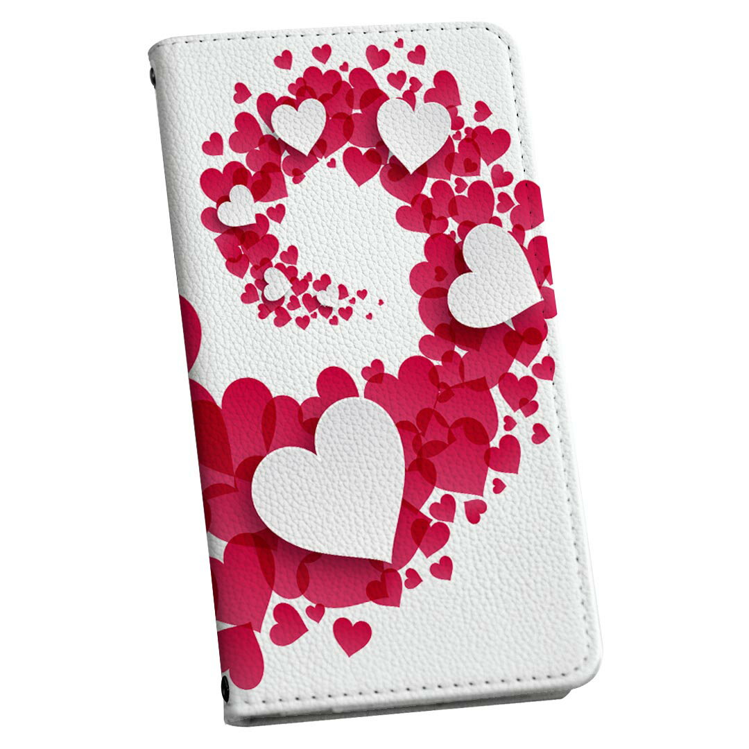 樂天商城 - AQUOS R2 SHV42 アクオスアールツー au エーユー 専用 ケース カバー 手帳型 マグネット式 ピタッと閉まる レザーケース カード収納 ポケット igcase 013279 ハート　赤　白