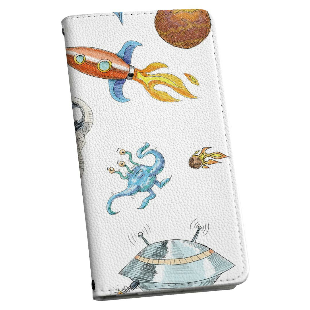 Xperia 10 IV SO-52C SOG07 共通対応 専用 ケース カバー 手帳型 マグネット式 ピタッと閉まる レザーケース so52c カード収納 ポケット igcase 013608 宇宙　UFO　スペース(2.0)