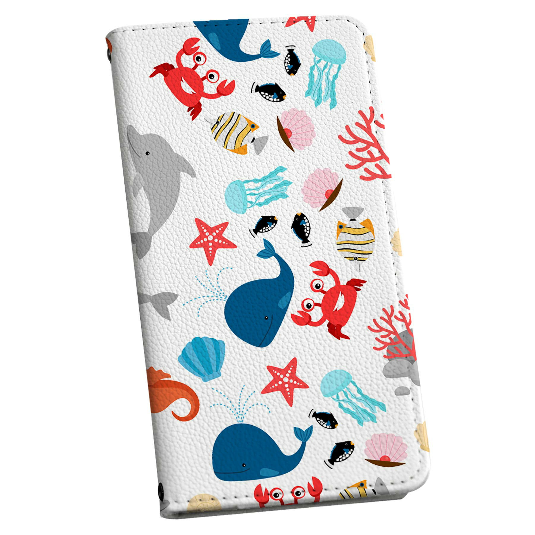 Mobile Phone Cases - Galaxy S25 用 SC-51F / SCG31 (SM-S931) 共通対応 手帳型ケース カバーsx51f 手帳型 マグネット式 ピタッと閉まる レザーケース カード収納 ポケット igcase 013743 海　アニマル　夏