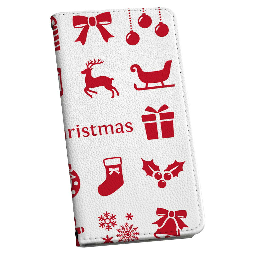 LGV33 Qua phone PX キュア フォン lgv33 専用 ケース カバー 手帳型 マグネット式 ピタッと閉まる レザーケース カード収納 ポケット igcase 013947 クリスマス　冬　トナカイ