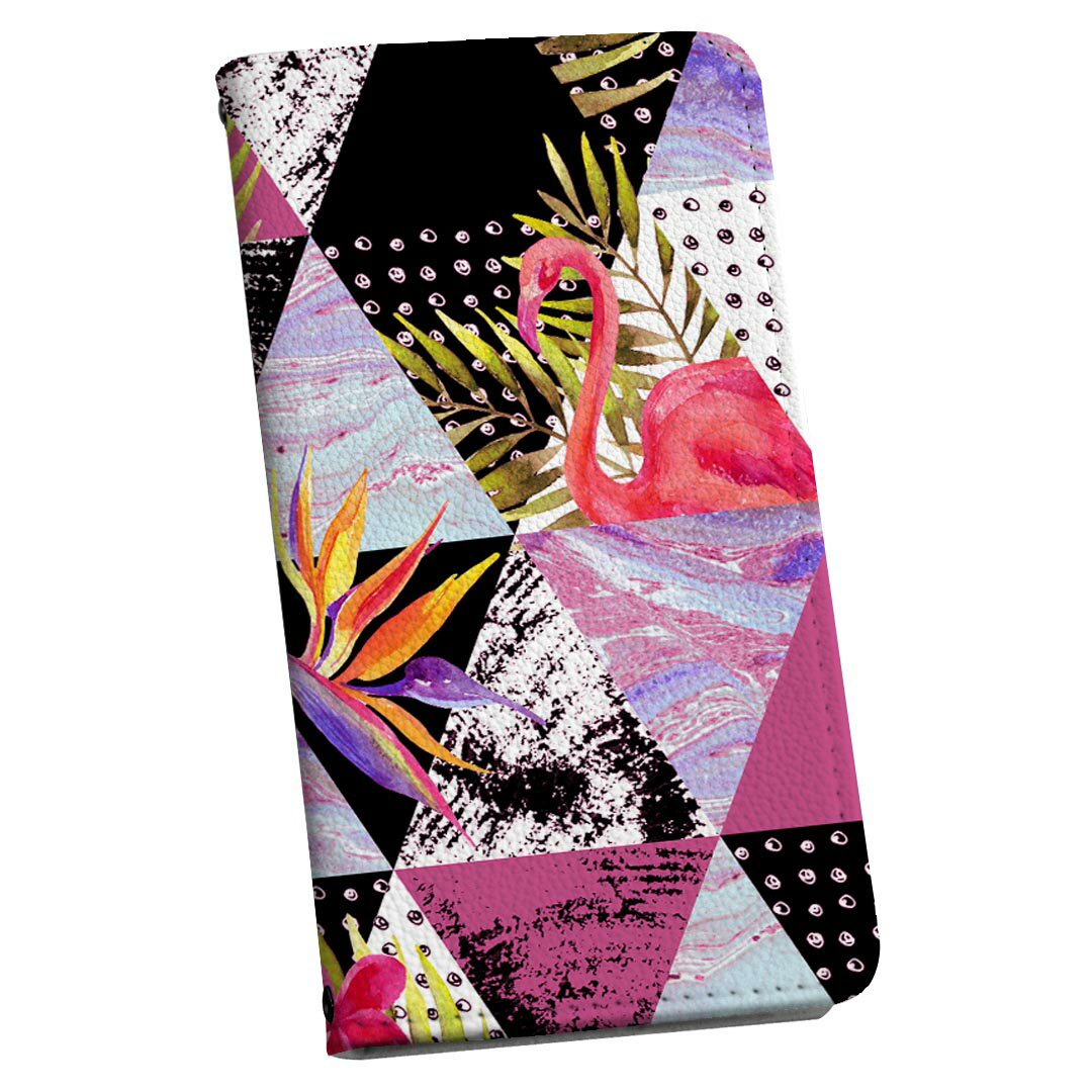 Galaxy A20 SC-02M ギャラクシー sc02m 専用 ケース カバー 手帳型 マグネット式 ピタッと閉まる レザーケース カード収納 ポケット igcase 014019 フラミンゴ　トロピカル