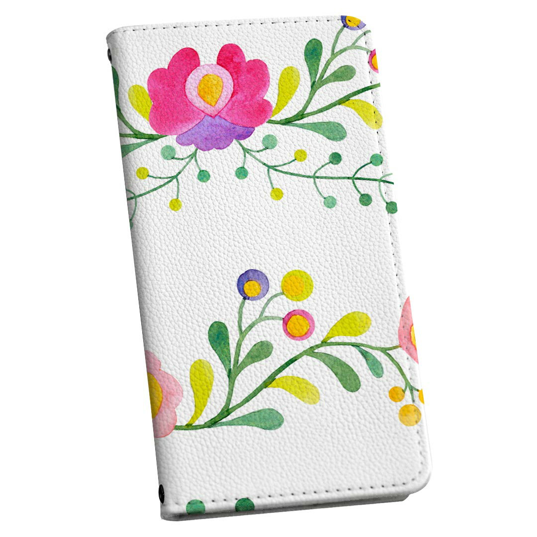 Xperia 10 VII 用 スマホカバー SO-52F / SOG16 / XQ-FE44 共通対応 ケース カバー 手帳型 マグネット式 ピタッと閉まる レザーケース カード収納 ポケット 014055 花　　カラフル(2.0)