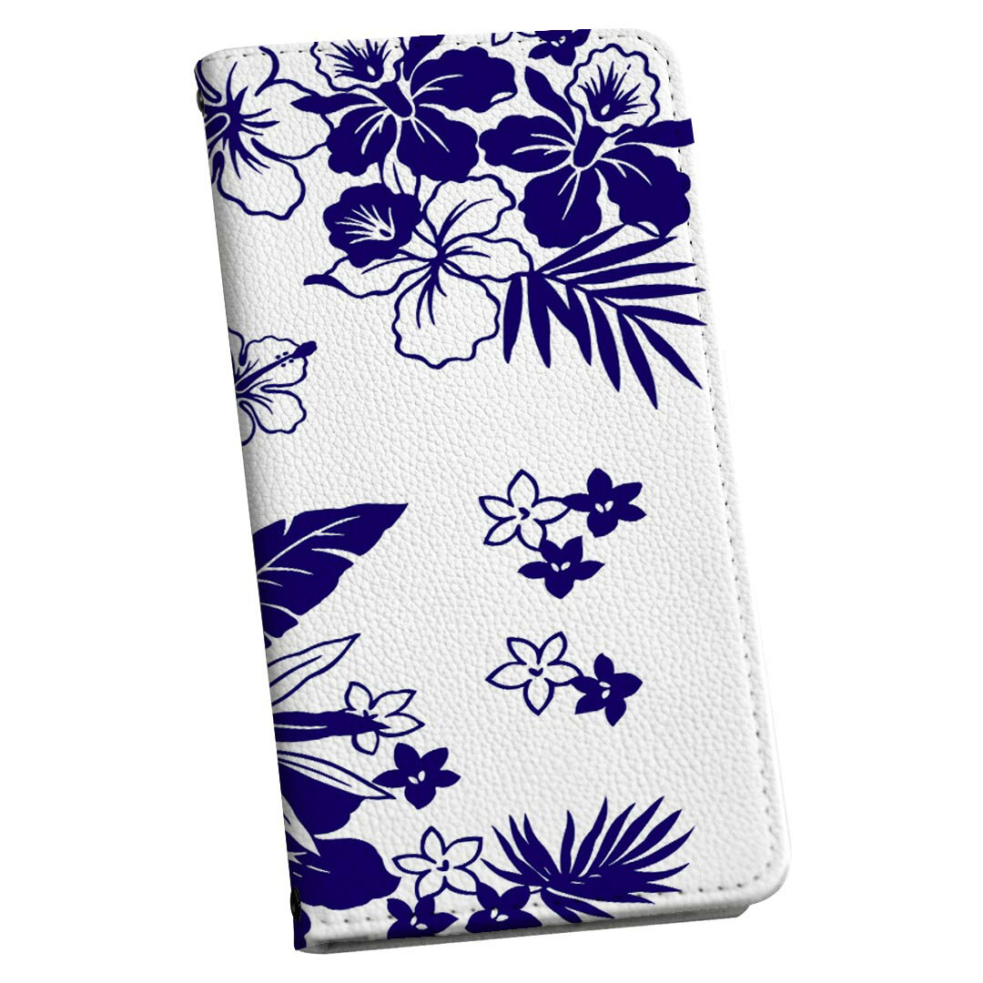 L-01K V30+ LG ストラップ付き l01k ケース ショルダー スマホ 落下防止 手帳型 マグネット式 ピタッと閉まる スマホカバー 肩掛け 斜めかけ 014103 ハイビスカス　花　リーフ