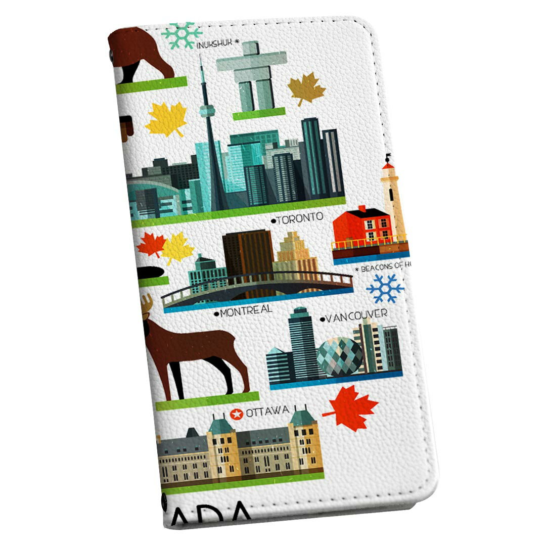 AQUOS R10 用 スマホカバー SH-51F / A501SH / SH-M31 共通対応 エクスペリア 手帳型 マグネット式 ピタッと閉まる レザーケース カード収納 ポケット igcase 014133 カナダ 風景 景色