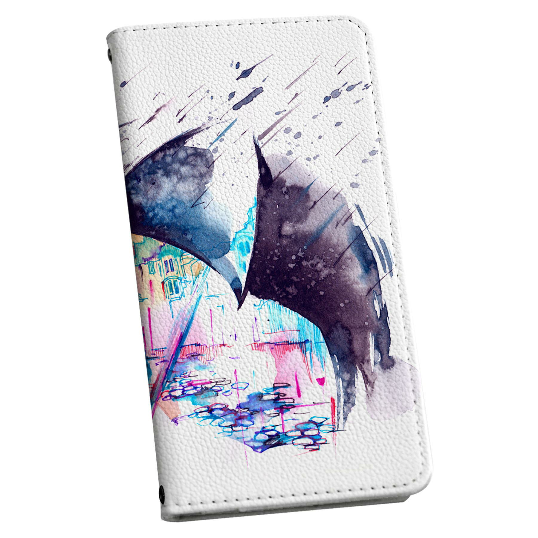 Rakuten - AQUOS R10 用 スマホカバー SH-51F / A501SH / SH-M31 共通対応 エクスペリア 手帳型 マグネット式 ピタッと閉まる レザーケース カード収納 ポケット igcase 014179 傘　風景　イラスト
