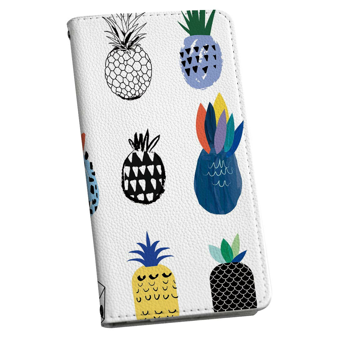 Xperia XZ2 Premium SOV38 エクスペリア エックスゼットツー プレミアム sov38 専用 ケース カバー 手帳型 マグネット式 ピタッと閉まる レザーケース カード収納 ポケット igcase 014297 パイナップル　夏　トロピカル