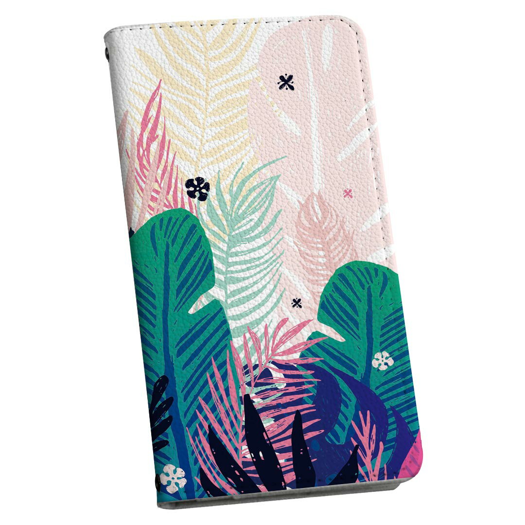 Galaxy S25 Ultra 用 SC-52F / SCG32 共通対応 sc52f 手帳型ケース ストラップ付き ショルダー スマホ 落下防止 手帳型 マグネット式 ピタッと閉まる スマホカバー 肩掛け 斜めかけ 014311 リーフ　トロピカル