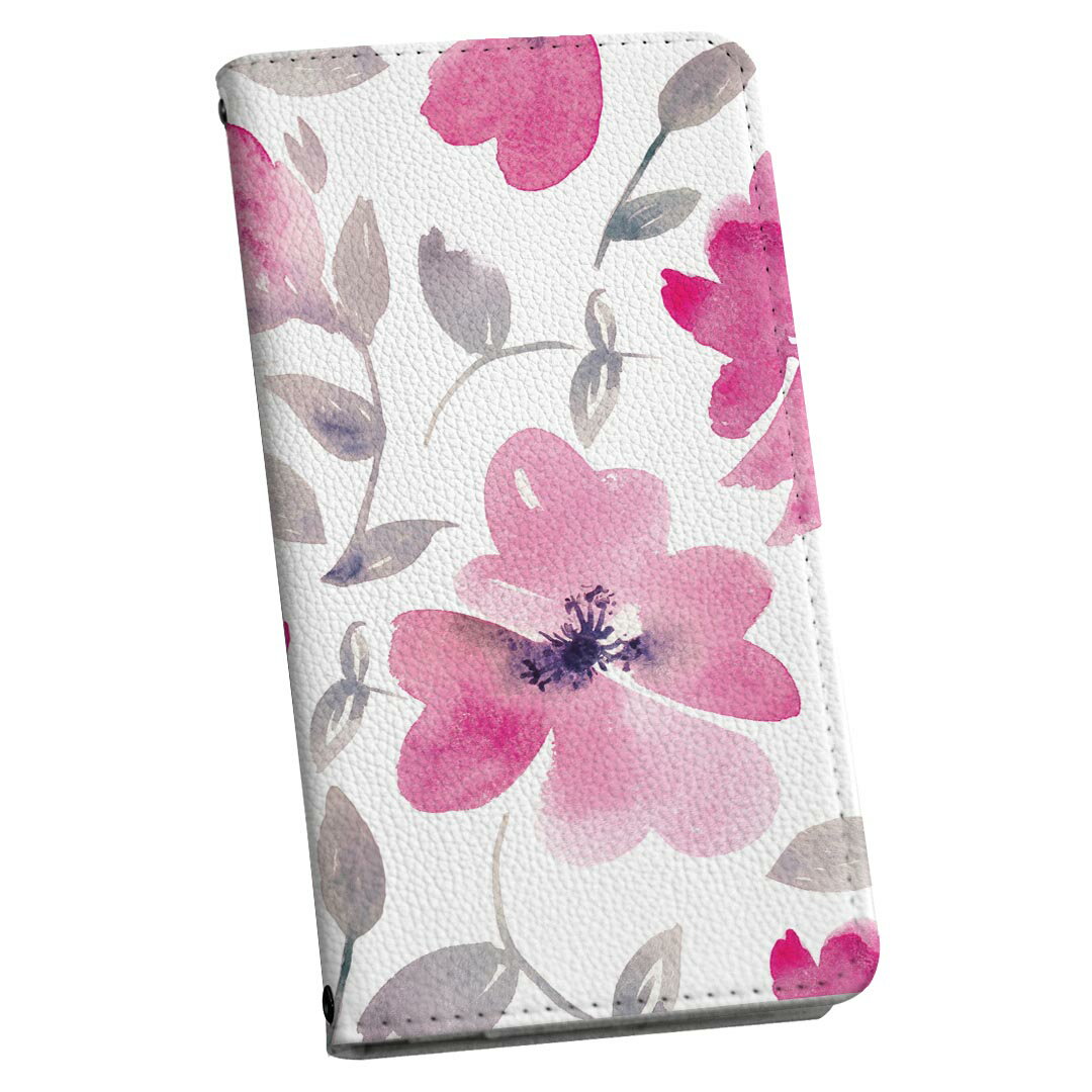 SO-01M Xperia 5 エクスペリア ファイブ so01m ストラップ付き ケース ショルダー スマホ 落下防止 手帳型 マグネット式 ピタッと閉まる スマホカバー 肩掛け 斜めかけ 014404 花　　ピンク