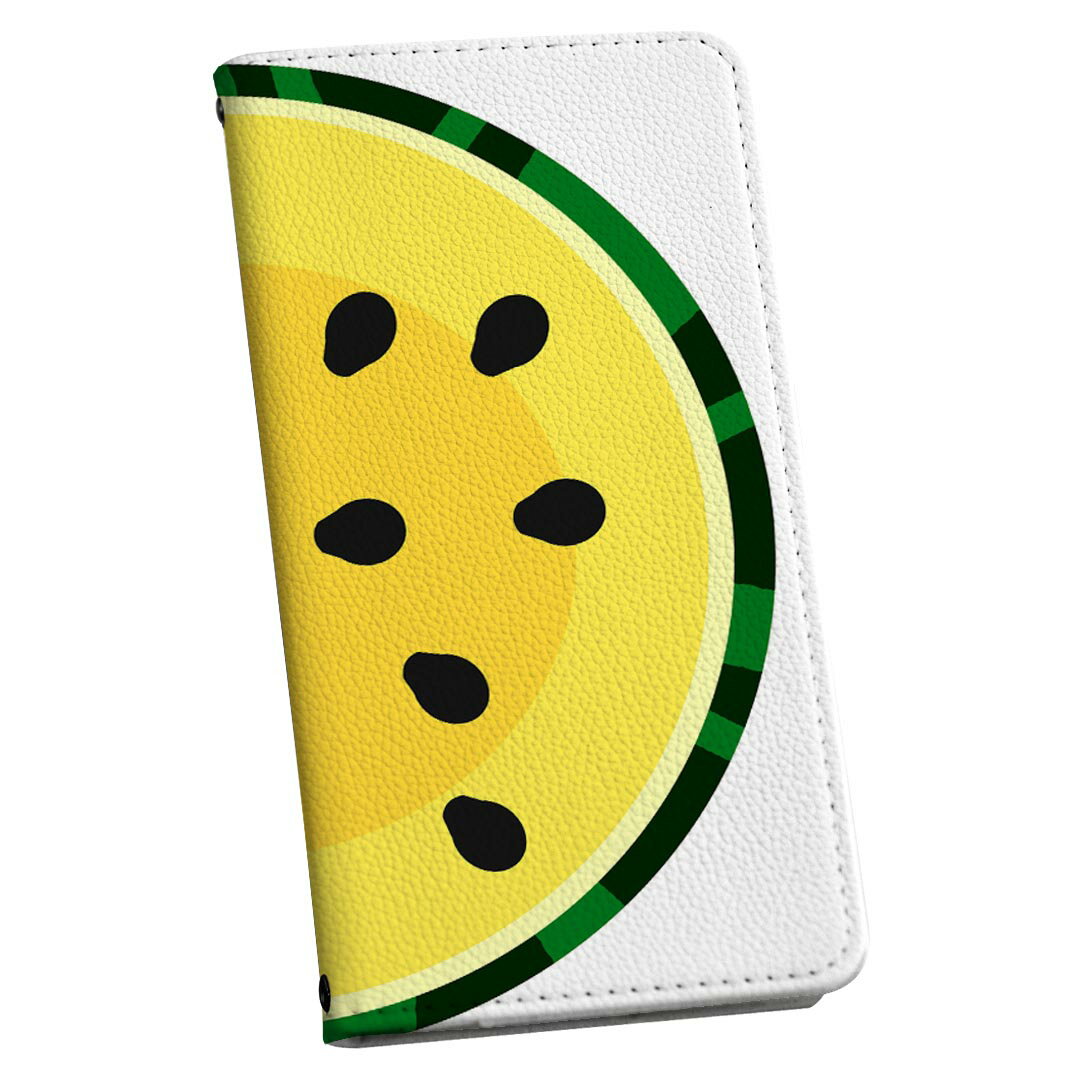 iPhone12 6.1インチ 専用 各キャリア iPhone 12 / iPhone12 Pro 共通対応 専用 ケース カバー 手帳型 マグネット式 ピタッと閉まる レザーケース カード収納 ポケット igcase 014412 スイカ　黄色　夏