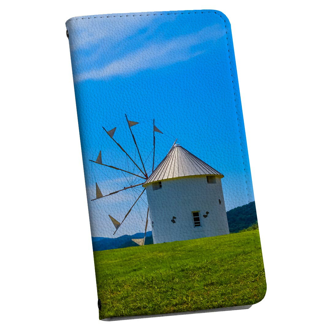 Galaxy Note20 Ultra 5G SC-53A ストラップ付き sc53a ケース ショルダー スマホ 落下防止 手帳型 マグネット式 ピタッと閉まる スマホカバー 肩掛け 斜めかけ 014459 風車　草原　写真