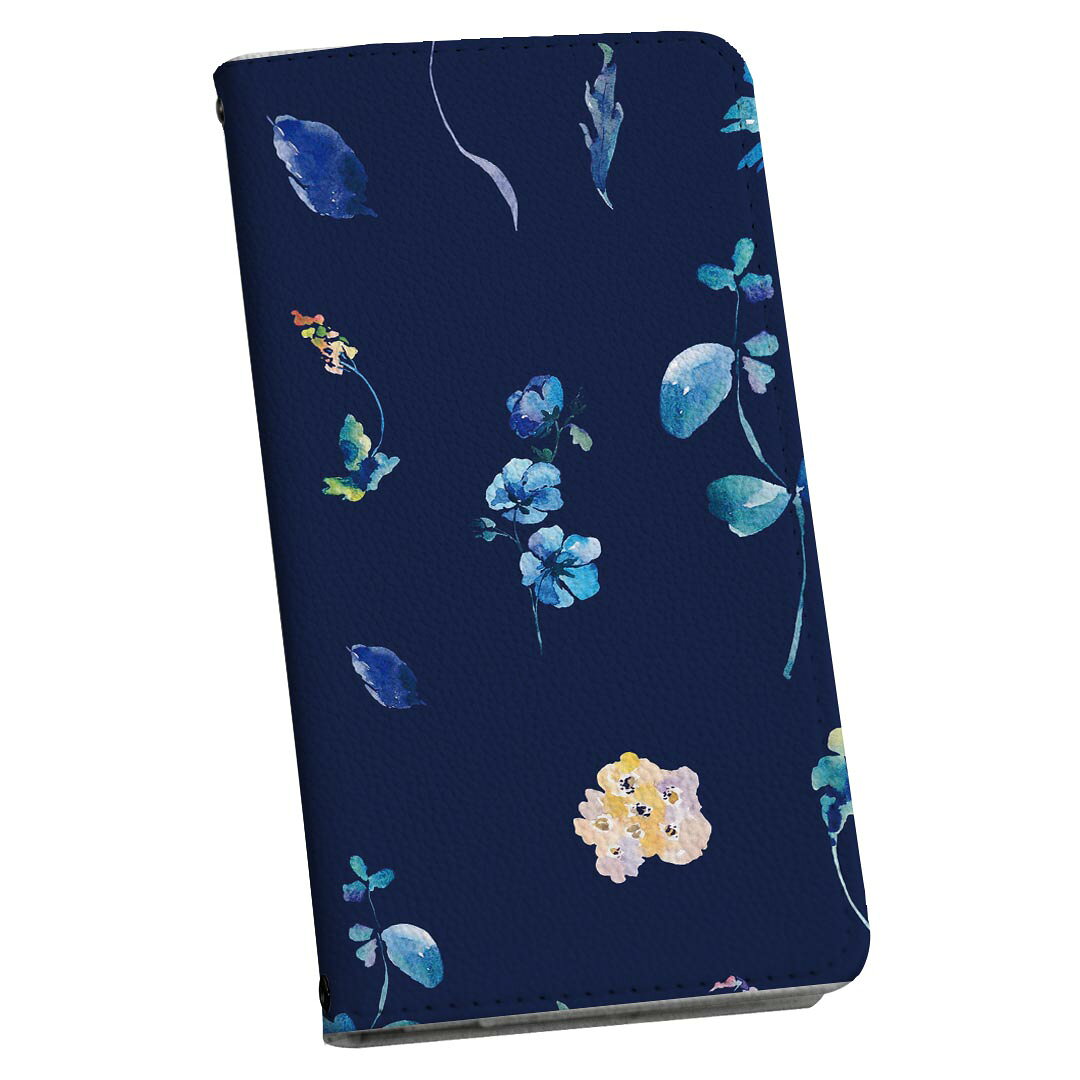 スマコレのGalaxy S9 SC-02K ギャラクシー ストラップ付き sc02k ケース ショルダー スマホ 落下防止 手帳型 マグネット式 ピタッと閉まる スマホカバー 肩掛け 斜めかけ 014675 花　　紺｜アングル3
