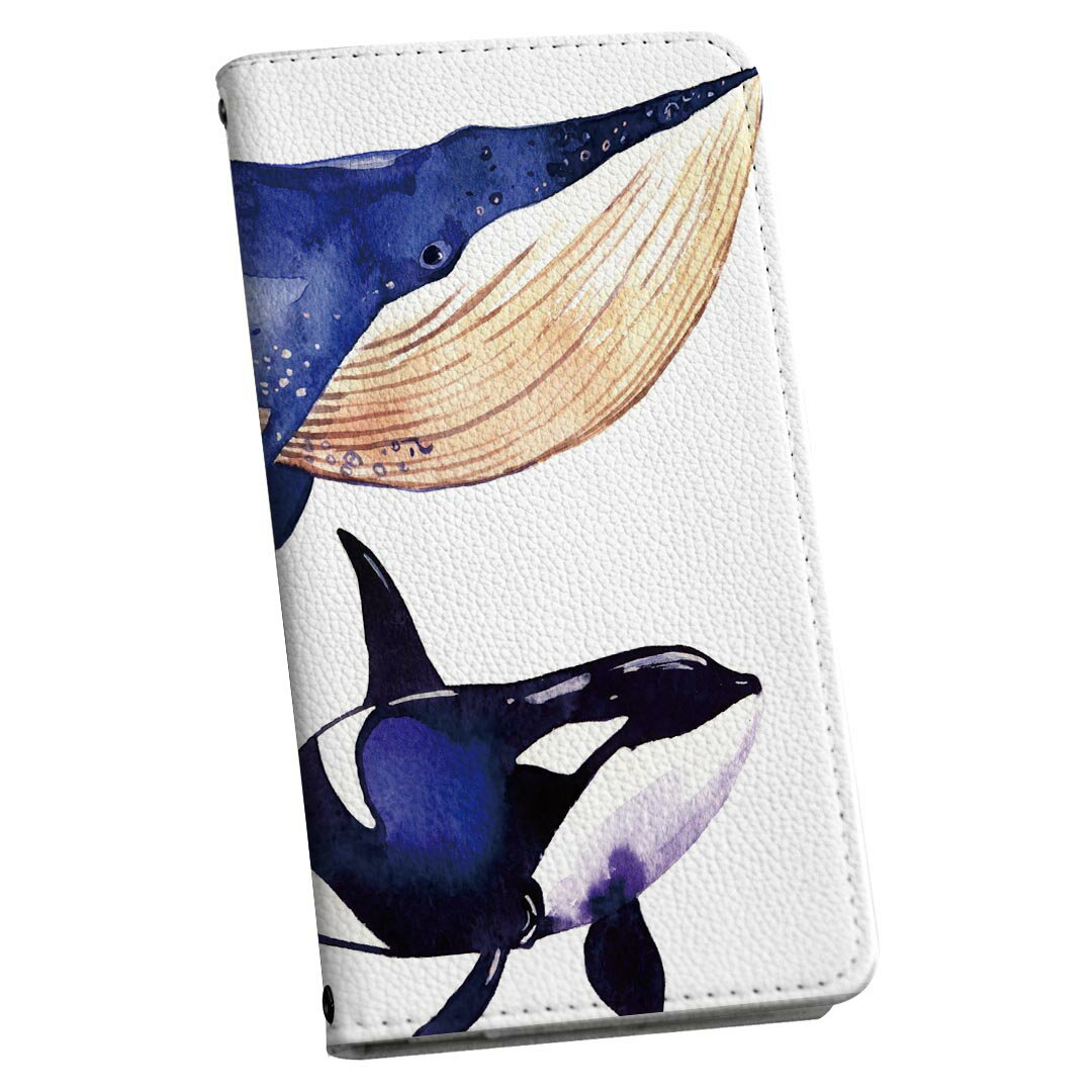 Galaxy S9 SC-02K ギャラクシー 専用 ケース カバー 手帳型 マグネット式 ピタッと閉まる レザーケース sc02k カード収納 ポケット igcase 014703 海　イルカ　クジラ