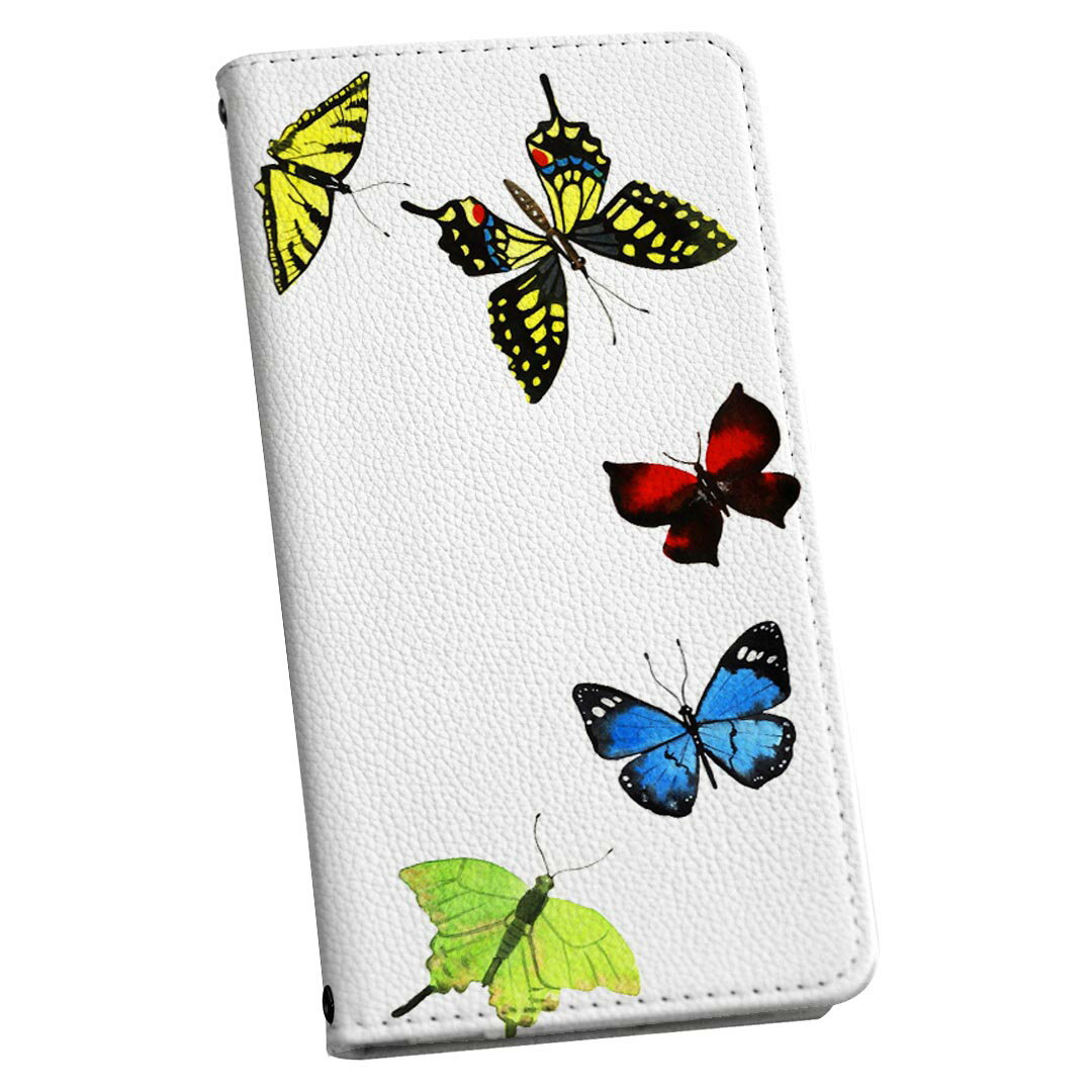 Galaxy A53 5G SC-53C / SCG15 共通対応 用 ケース カバー 手帳 sc53c ストラップ付き ケース ショルダー スマホ 落下防止 手帳型 マグネット式 ピタッと閉まる スマホカバー 肩掛け 斜めかけ 014704 蝶　カラフル