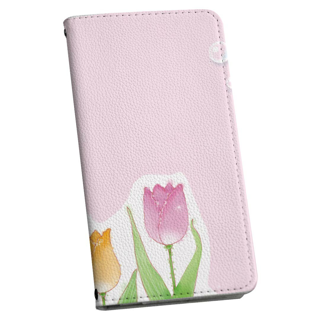 AQUOS R2 SH-03K アクオスR2 専用 ケース カバー 手帳型 マグネット式 ピタッと閉まる レザーケース sh03k カード収納 ポケット igcase 014938 花　チューリップ　春