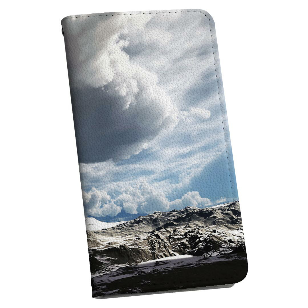 Xperia 10 II 用 スマホカバー SO-41A / SOV43 共通対応 ケース カバー 手帳型 マグネット式 ピタッと閉まる レザーケース カード収納 ポケット 014982 自然　景色　風景　山　雪