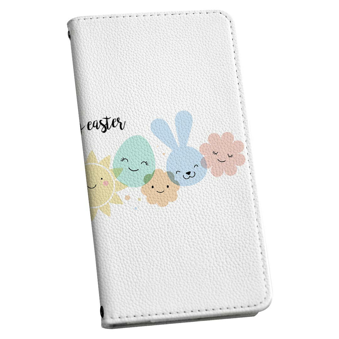 Galaxy S21 5G 用 スマホカバー SC-51B 共通対応 ケース カバー 手帳型 マグネット式 ピタッと閉まる レザーケース カード収納 ポケット 015300 卵 ウサギ イースター カラフル パステル