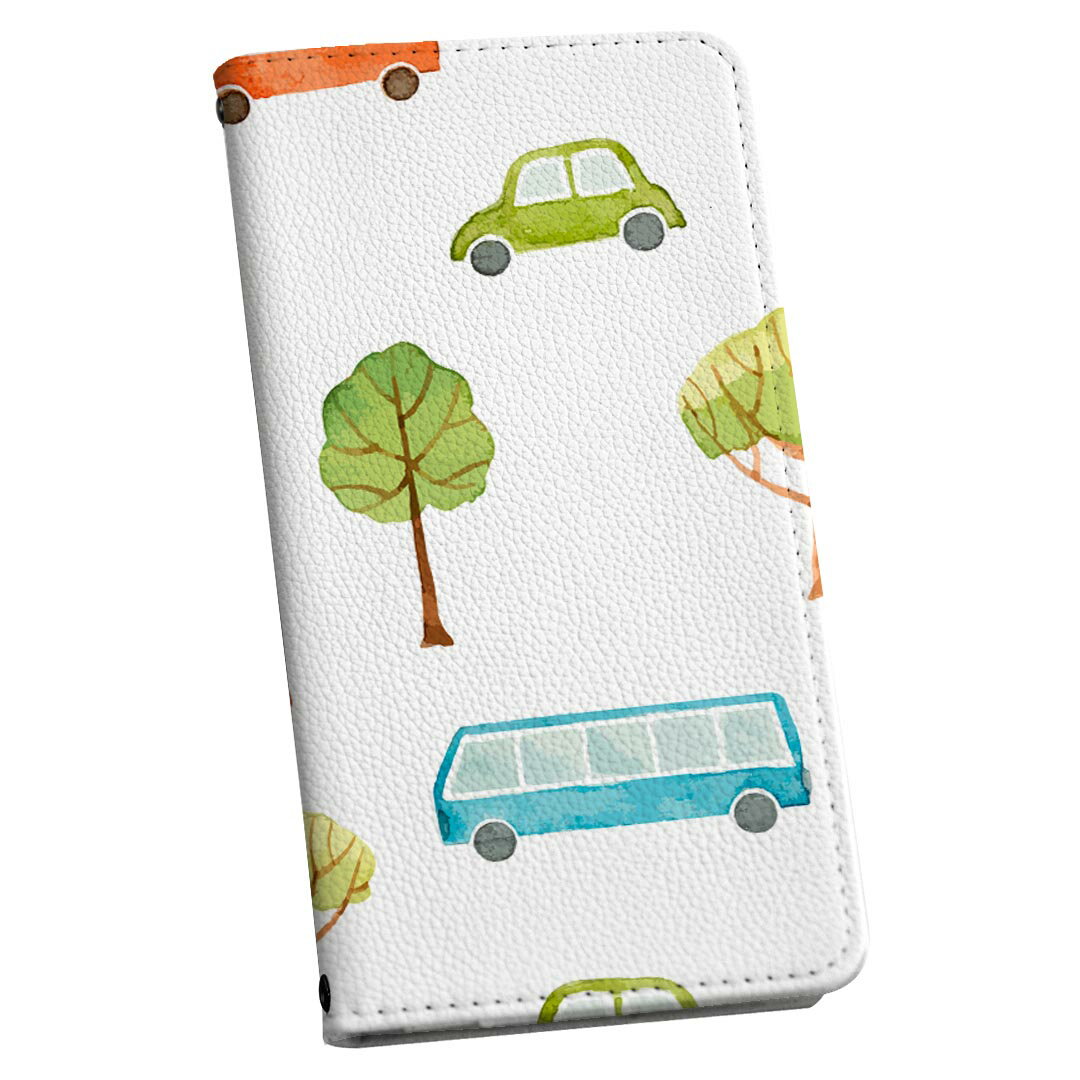 BASIO active3 KYG04 ベイシオ アクティブ3 用 手帳型ケース kyg04 ストラップ付き ショルダー スマホ 落下防止 手帳型 マグネット式 ピタッと閉まる スマホカバー 肩掛け 斜めかけ 015356 車　景色　植物　絵