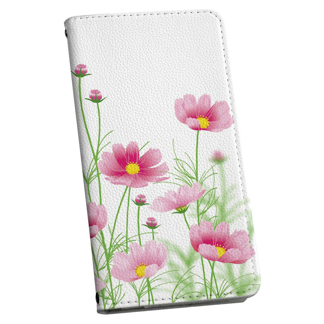 Galaxy A21 SC-42A ギャラクシー sc42a 専用 ケース カバー 手帳型 マグネット式 ピタッと閉まる レザーケース sc02k カード収納 ポケット igcase 015434 こすもす　花　植物