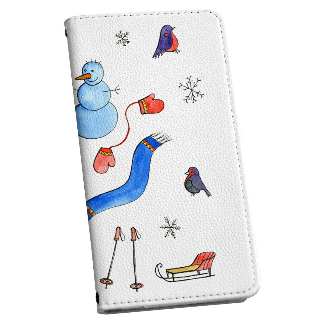 Xperia Z5 SOV32 エクスペリア 専用 ケース カバー 手帳型 マグネット式 ピタッと閉まる レザーケース sov32 カード収納 ポケット igcase 015551 雪　雪だるま　スキー　冬