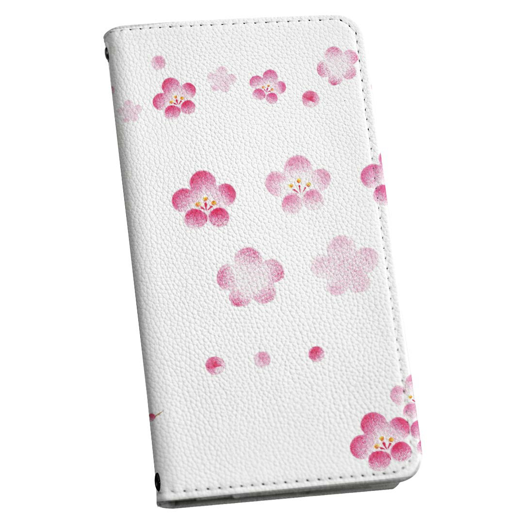 iPhone14 6.1インチ 専用 各キャリア iPhone 14 共通対応 ストラップ付き iphone14 ケース ショルダー スマホ 落下防止 手帳型 マグネット式 ピタッと閉まる スマホカバー 肩掛け 斜めかけ 015561 梅　花　植物　パステル