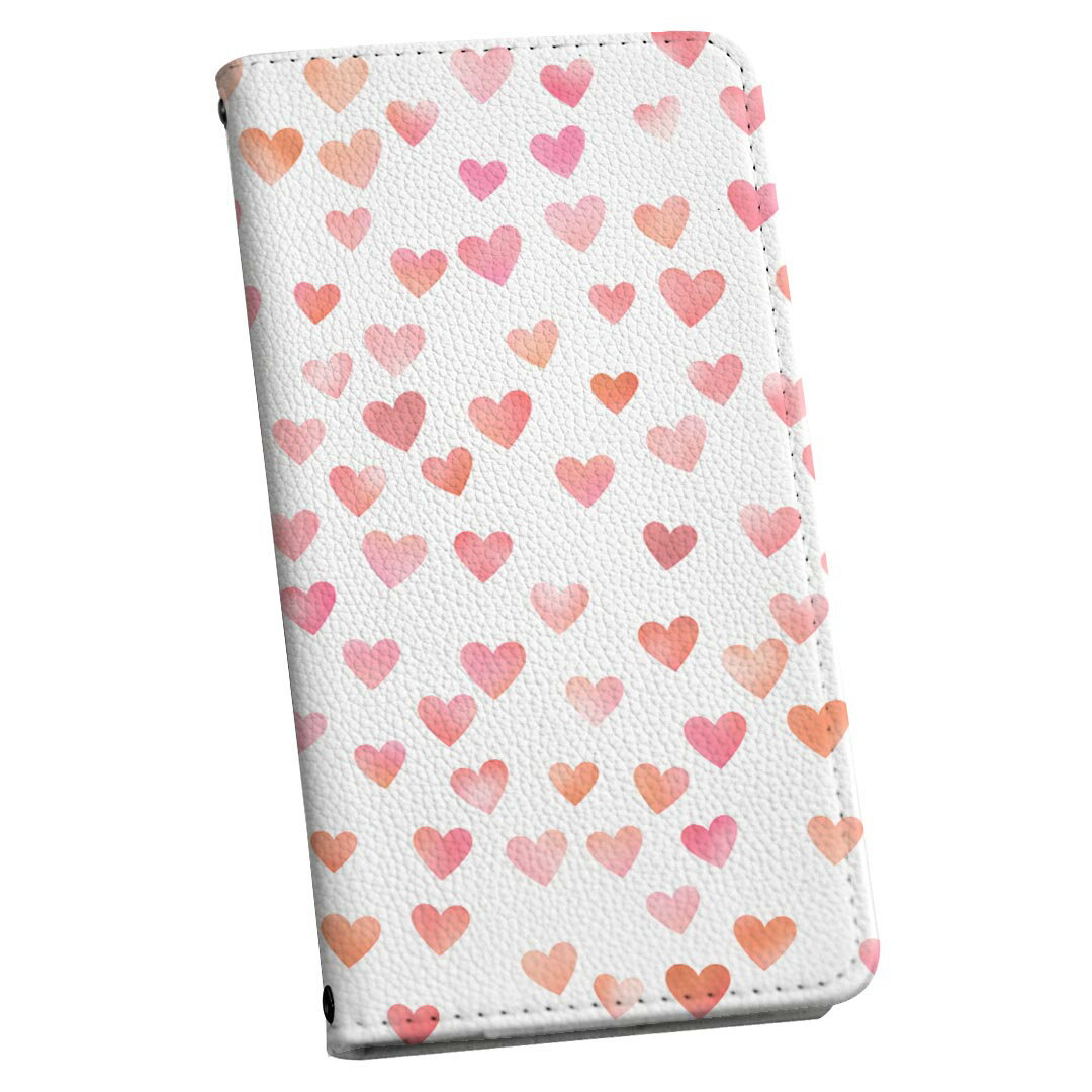 AQUOS sense6 SH-54B SHG05 専用 ケース カバー 手帳型 マグネット式 ピタッと閉まる レザーケース sh54b カード収納 ポケット igcase 015569 ハート　ピンク　かわいい(2.0)