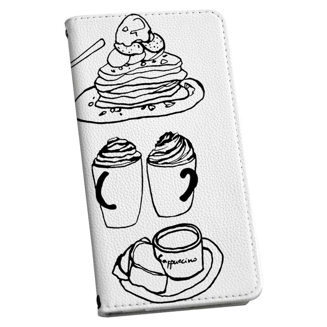 Galaxy A41 SCV48 ギャラクシー scv48 専用 ケース カバー 手帳型 マグネット式 ピタッと閉まる レザーケース カード収納 ポケット igcase 015723 カフェ　食べ物　飲み物