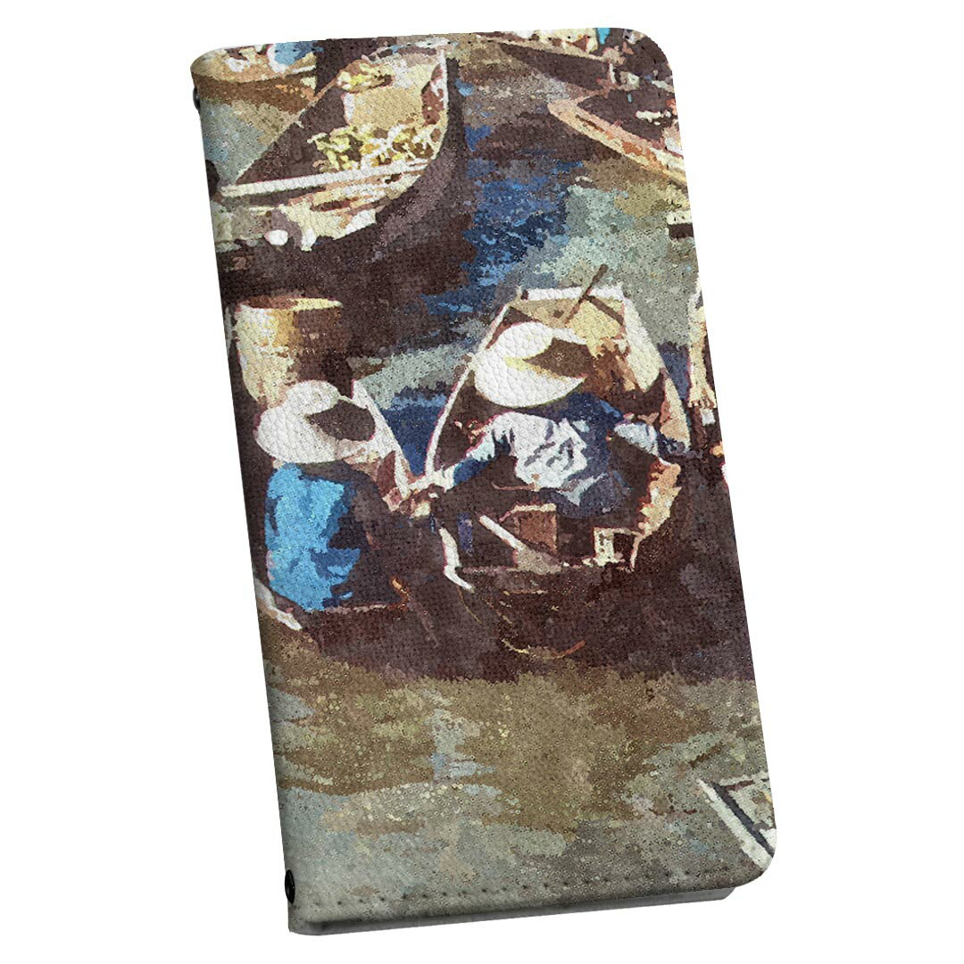 L-01K V30+ LG 専用 ケース カバー 手帳型 マグネット式 ピタッと閉まる レザーケース l01k カード収納 ポケット igcase 015748 水彩　絵　船