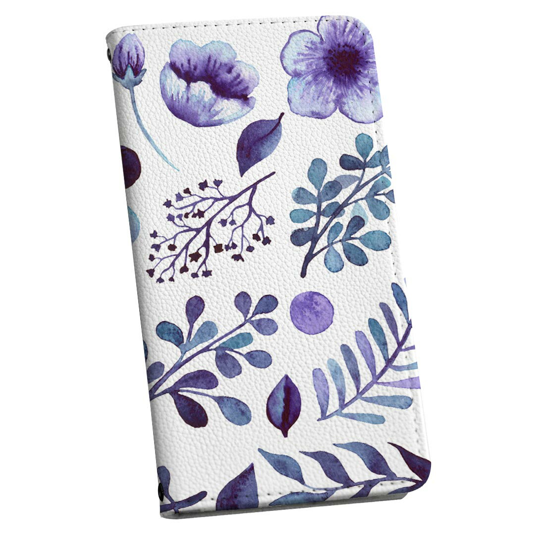 Rakuten BIG s 楽天モバイル 専用 ケース カバー 手帳型 マグネット式 ピタッと閉まる レザーケース カード収納 ポケット igcase 015909 花　植物　紫