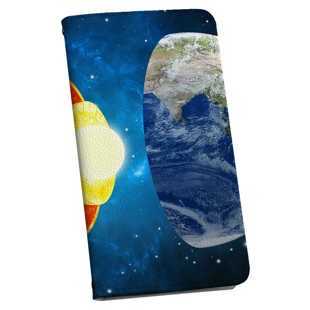 Galaxy S23 SC-51D SCG19 用 ケース カバー 手帳 sc51d 共通対応 ストラップ付き ケース ショルダー スマホ 落下防止 手帳型 マグネット式 ピタッと閉まる スマホカバー 肩掛け 斜めかけ 015910 太陽系　宇宙　惑星