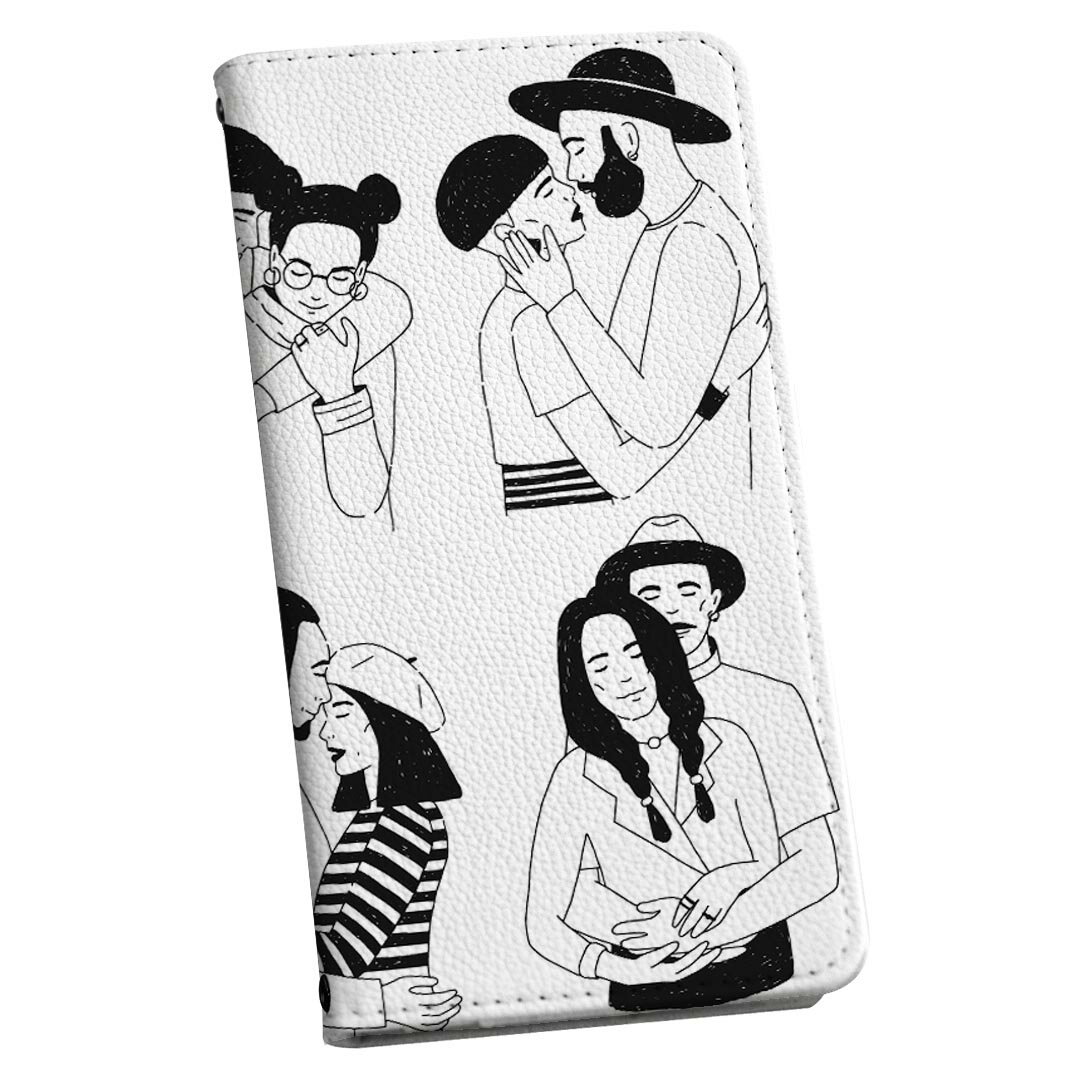 SHV40 AQUOS sense アクオスセンス ストラップ付き ケース ショルダー スマホ 落下防止 手帳型 マグネット式 ピタッと閉まる スマホカバー 肩掛け 斜めかけ 016122 人間　イラスト