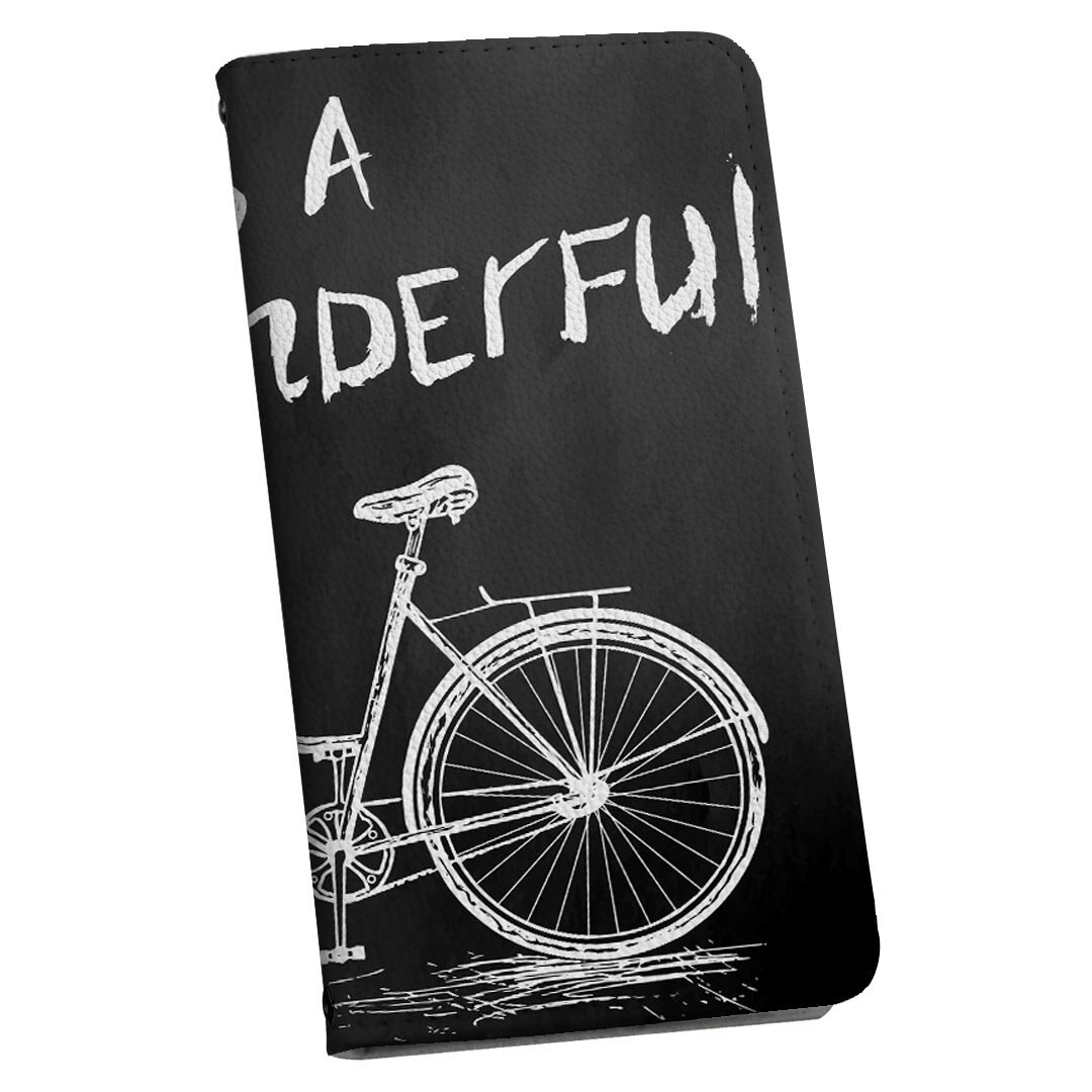 Galaxy S22 SC-51C / SCG13 共通対応 ストラップ付き sc51c ケース ショルダー スマホ 落下防止 手帳型 マグネット式 ピタッと閉まる スマホカバー 肩掛け 斜めかけ 016137 自転車　モノクロ