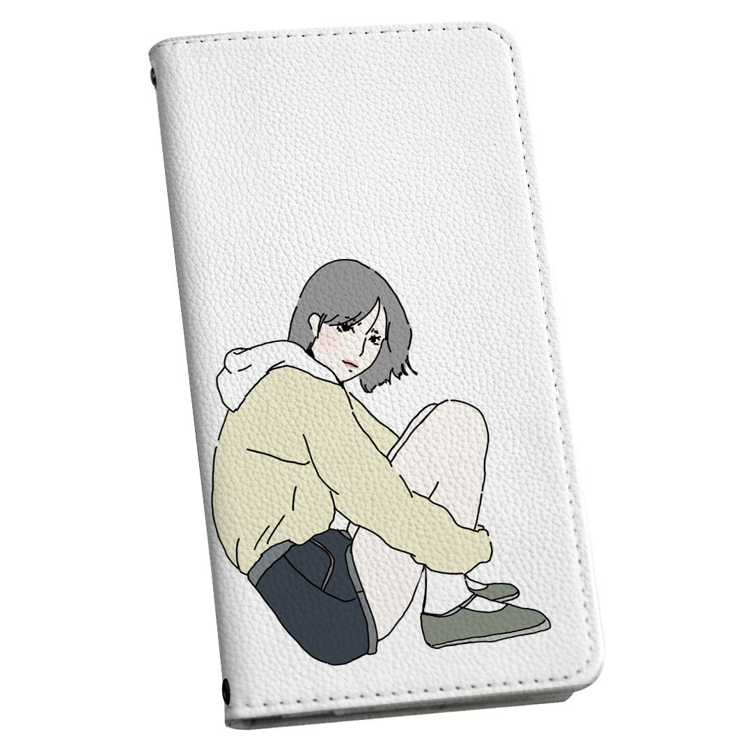 AQUOS zero5G basic SHG02 専用 アクオス ストラップ付き shg02 ケース ショルダー スマホ 落下防止 手帳型 マグネット式 ピタッと閉まる スマホカバー 肩掛け 斜めかけ 016299 女の子　イラスト