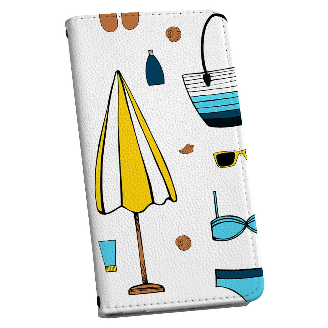 Galaxy S21 5G SC-51B ギャラクシー 専用 ケース カバー 手帳型 マグネット式 ピタッと閉まる レザーケース sc51b カード収納 ポケット igcase 016411 夏 パラソル ヒトデ