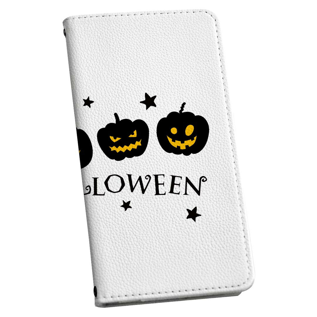 らくらくスマートフォン me F-01L ストラップ付き f01l ケース ショルダー スマホ 落下防止 手帳型 マグネット式 ピタッと閉まる スマホカバー 肩掛け 斜めかけ 017434 ハロウィン　キュート かぼちゃ　黒　パンプキン