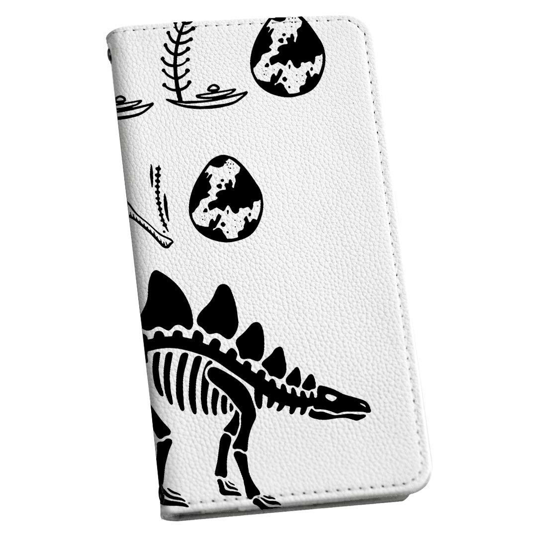 AQUOS sense6 SH-54B SHG05 ストラップ付き sh54b ケース ショルダー スマホ 落下防止 手帳型 マグネット式 ピタッと閉まる スマホカバー 肩掛け 斜めかけ 017567 ダイナソー ダイナソー　恐竜　Dinosaur　骨