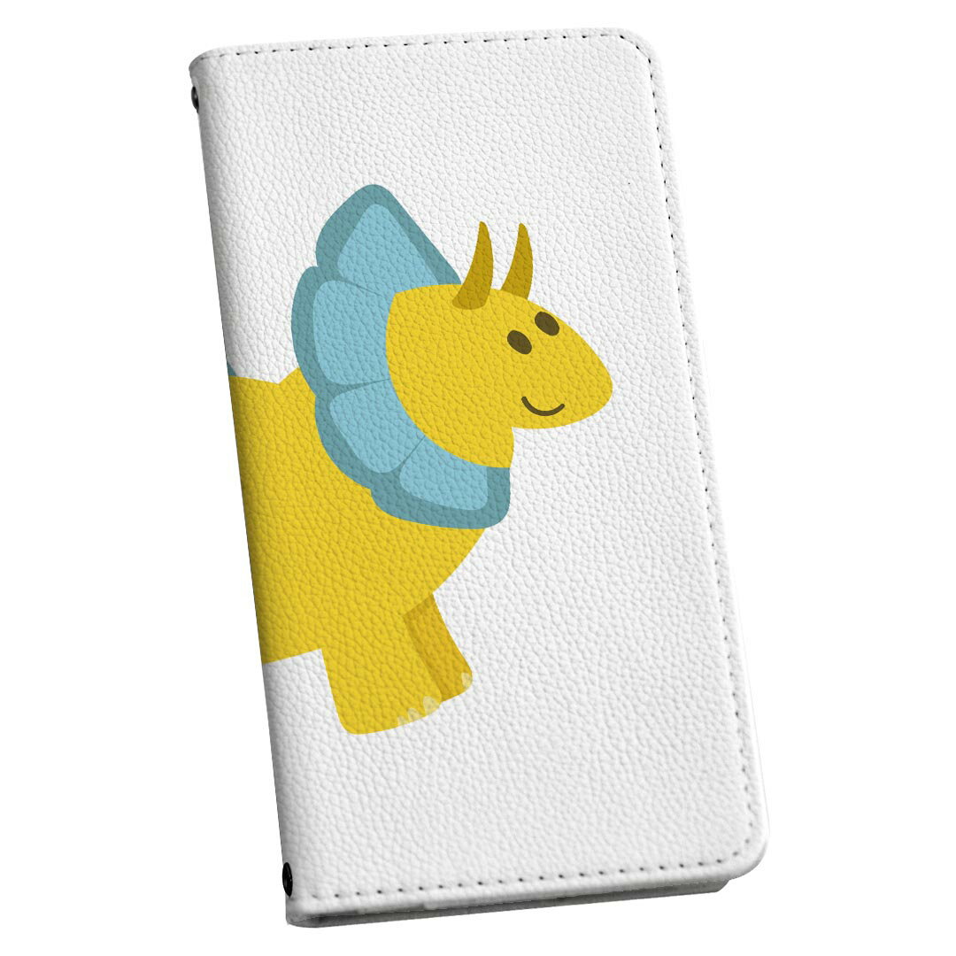 LGV33 Qua phone PX キュア フォン lgv33 ストラップ付き ケース ショルダー スマホ 落下防止 手帳型 マグネット式 ピタッと閉まる スマホカバー 肩掛け 斜めかけ 017735 恐竜 Dinosaurs　恐竜　トリケラトプス