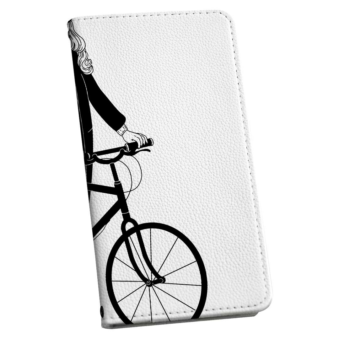 OPPO A54 5G 対応 OPG02 ストラップ付き oppoa54 ケース ショルダー スマホ 落下防止 手帳型 マグネット式 ピタッと閉まる スマホカバー 肩掛け 斜めかけ 017774 女の子　白黒　自転車 女の子　白黒　自転車