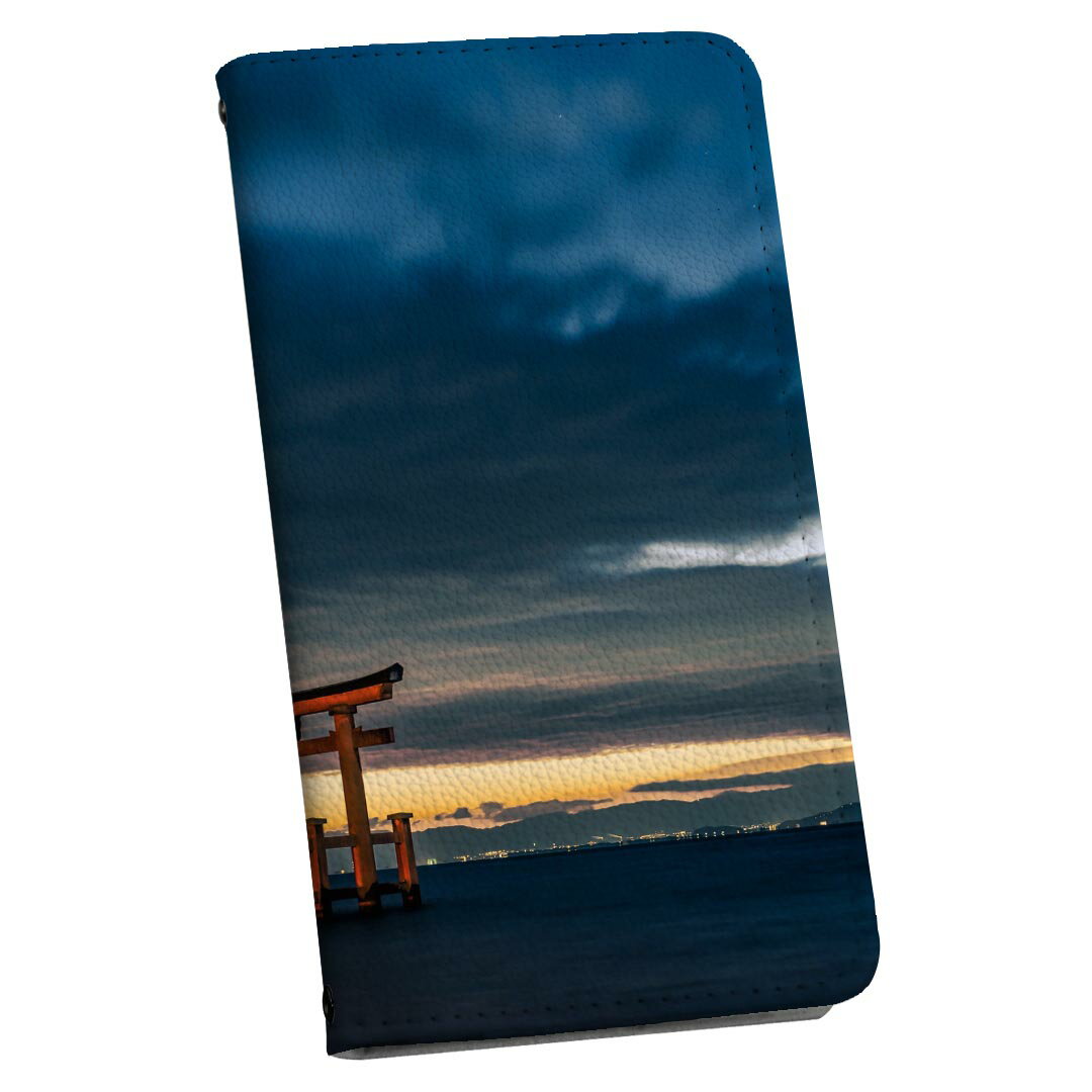 AQUOS sense8 用 スマホカバー SH-54D / SHG11 共通対応 ケース カバー 手帳型 マグネット式 ピタッと閉まる レザーケース カード収納 ポケット 018349 神社 写真