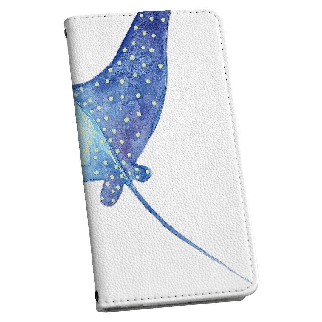 Arrows U 801FJ / Arrows J 901FJ 共通対応 専用 ケース カバー 手帳型 マグネット式 ピタッと閉まる レザーケース sc02k カード収納 ポケット igcase 018994 イラスト エイ マンタ