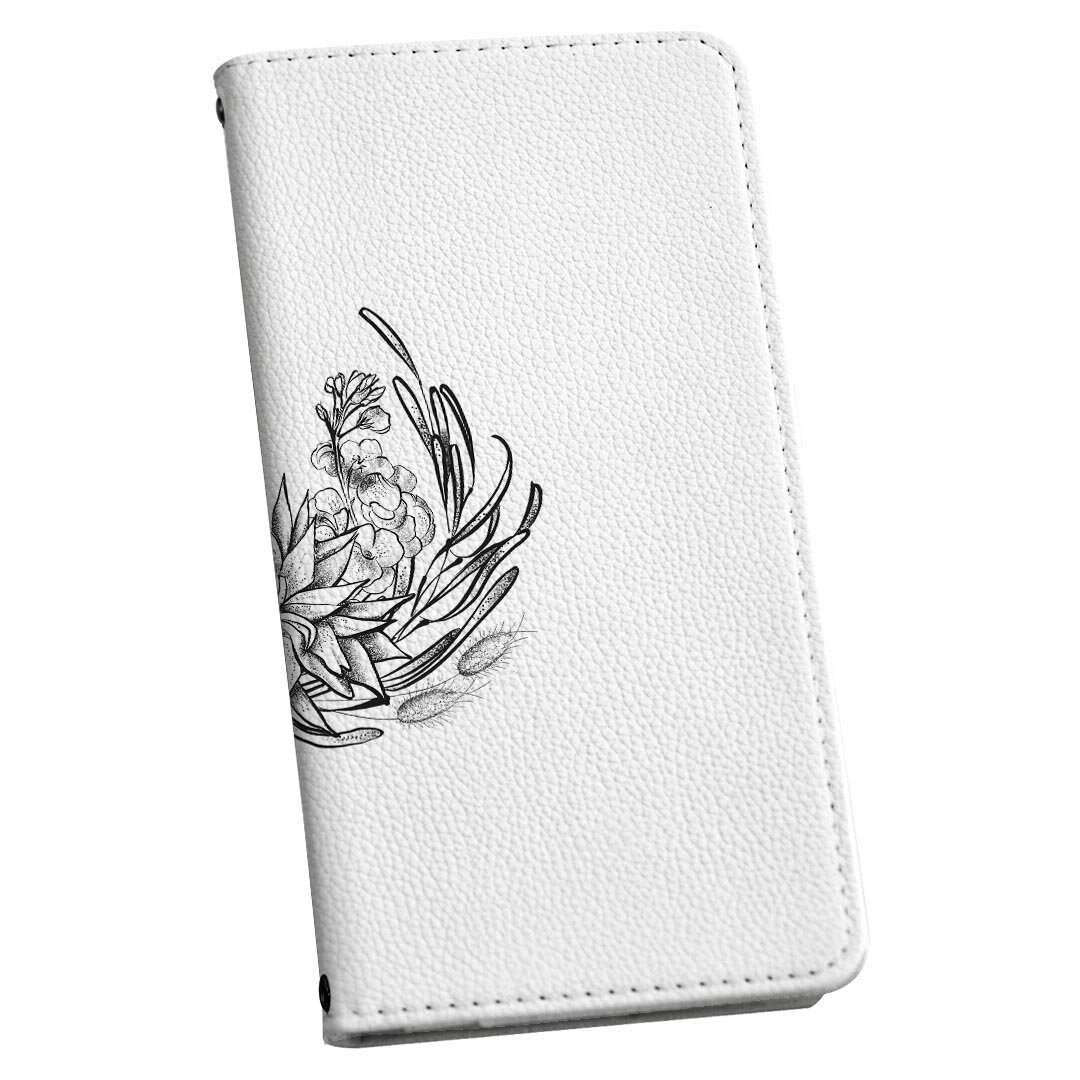 Galaxy S9 SC-02K ギャラクシー ストラップ付き sc02k ケース ショルダー スマホ 落下防止 手帳型 マグネット式 ピタッと閉まる スマホカバー 肩掛け 斜めかけ 019564 フォント flower モノクロ 花