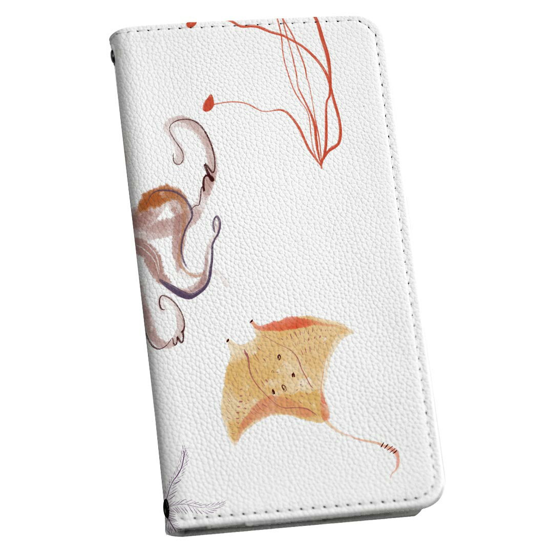 Xperia 10 II SOV43 エクスペリア テン マークツー Xperia10 ストラップ付き ケース ショルダー スマホ 落下防止 手帳型 マグネット式 ピタッと閉まる スマホカバー 肩掛け 斜めかけ 019922 海の生物 海の生物 かわいい