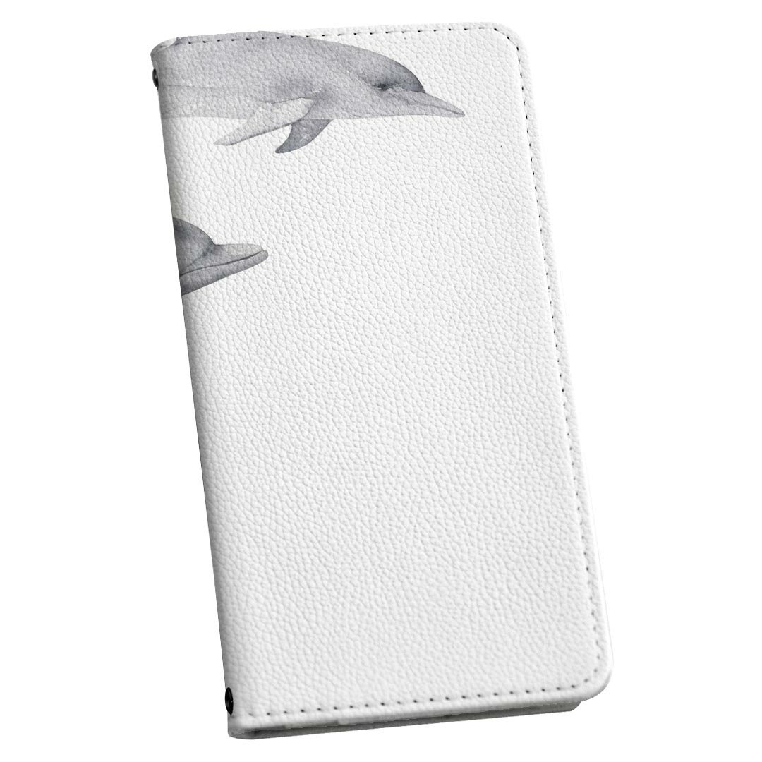 Mobile Phone - らくらくスマートフォン F-52B 専用 ケース カバー 手帳型 マグネット式 ピタッと閉まる レザーケース f52b カード収納 ポケット igcase 019927 海の生物 海の生物 いるか