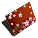 ノートパソコン スキンシール 17インチまで対応 汎用ステッカー 2枚セット LAVIE用 FMV用 LIFEBOOK用 Dynabook用 Lenovo用 Thinkbook用 IdeaPad用 HP用 Pavillon用 ENVY用 Elite用 Dell用 Vostro用 Inspiron用 VAIO用 000081 赤 桜 和柄(2)