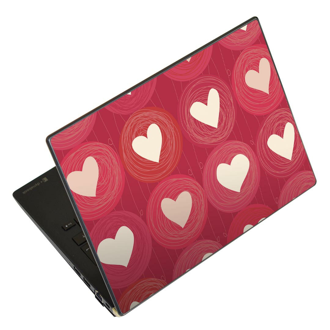 ノートパソコン スキンシール 13.3インチまで対応 汎用ステッカー 2枚セット LAVIE用 FMV用 LIFEBOOK用 Dynabook用 Lenovo用 Thinkbook用 IdeaPad用 HP用 Pavillon用 ENVY用 Elite用 Dell用 Vostro用 Inspiron用 VAIO用 000187 ハート　イラスト　赤