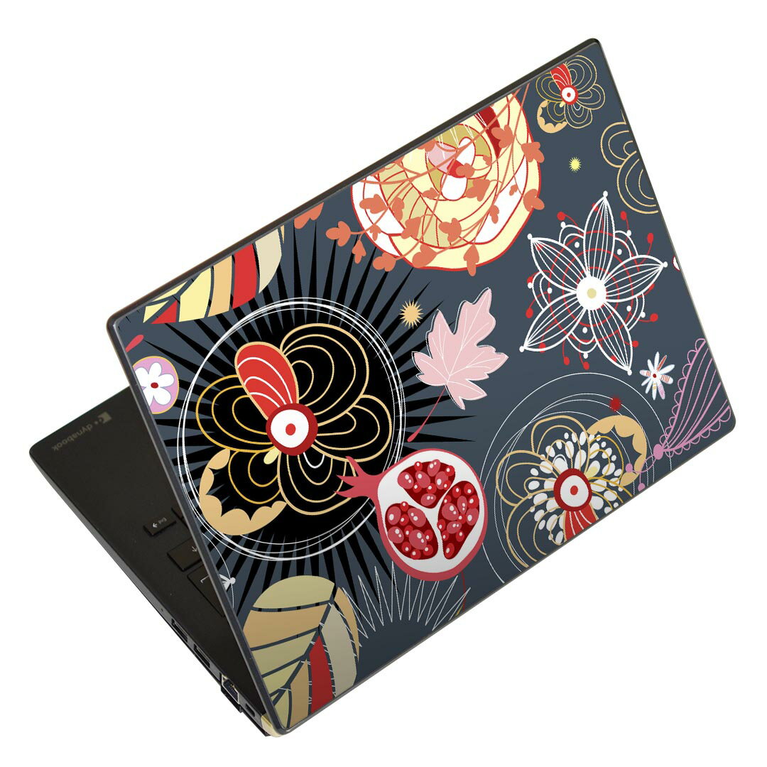 ノートパソコン スキンシール 17インチまで対応 汎用ステッカー 2枚セット LAVIE用 FMV用 LIFEBOOK用 Dynabook用 Lenovo用 Thinkbook用 IdeaPad用 HP用 Pavillon用 ENVY用 Elite用 Dell用 Vostro用 Inspiron用 VAIO用 001125 花　カラフル