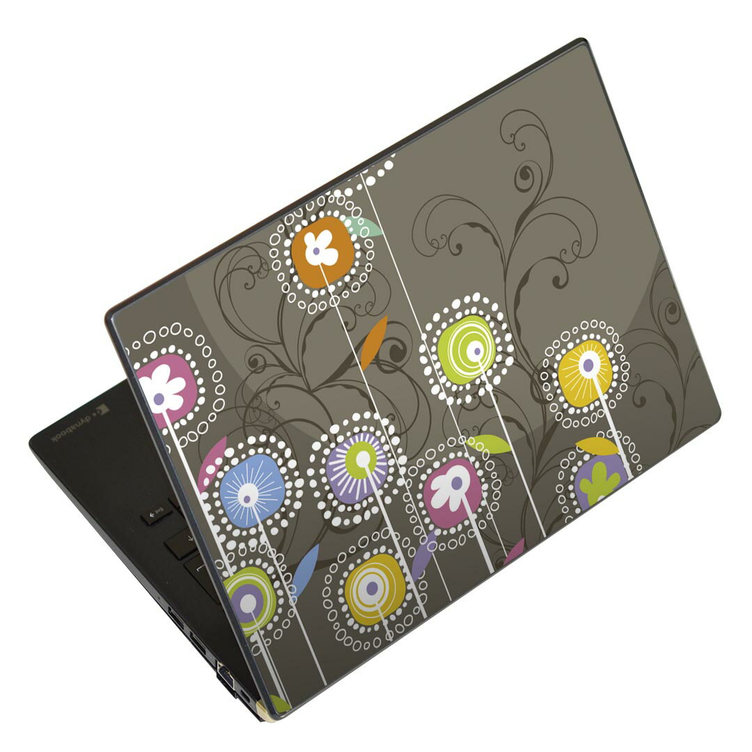 ノートパソコン スキンシール 13.3インチまで対応 汎用ステッカー 2枚セット LAVIE用 FMV用 LIFEBOOK用 Dynabook用 Lenovo用 Thinkbook用 IdeaPad用 HP用 Pavillon用 ENVY用 Elite用 Dell用 Vostro用 Inspiron用 VAIO用 001257 花 カラフル