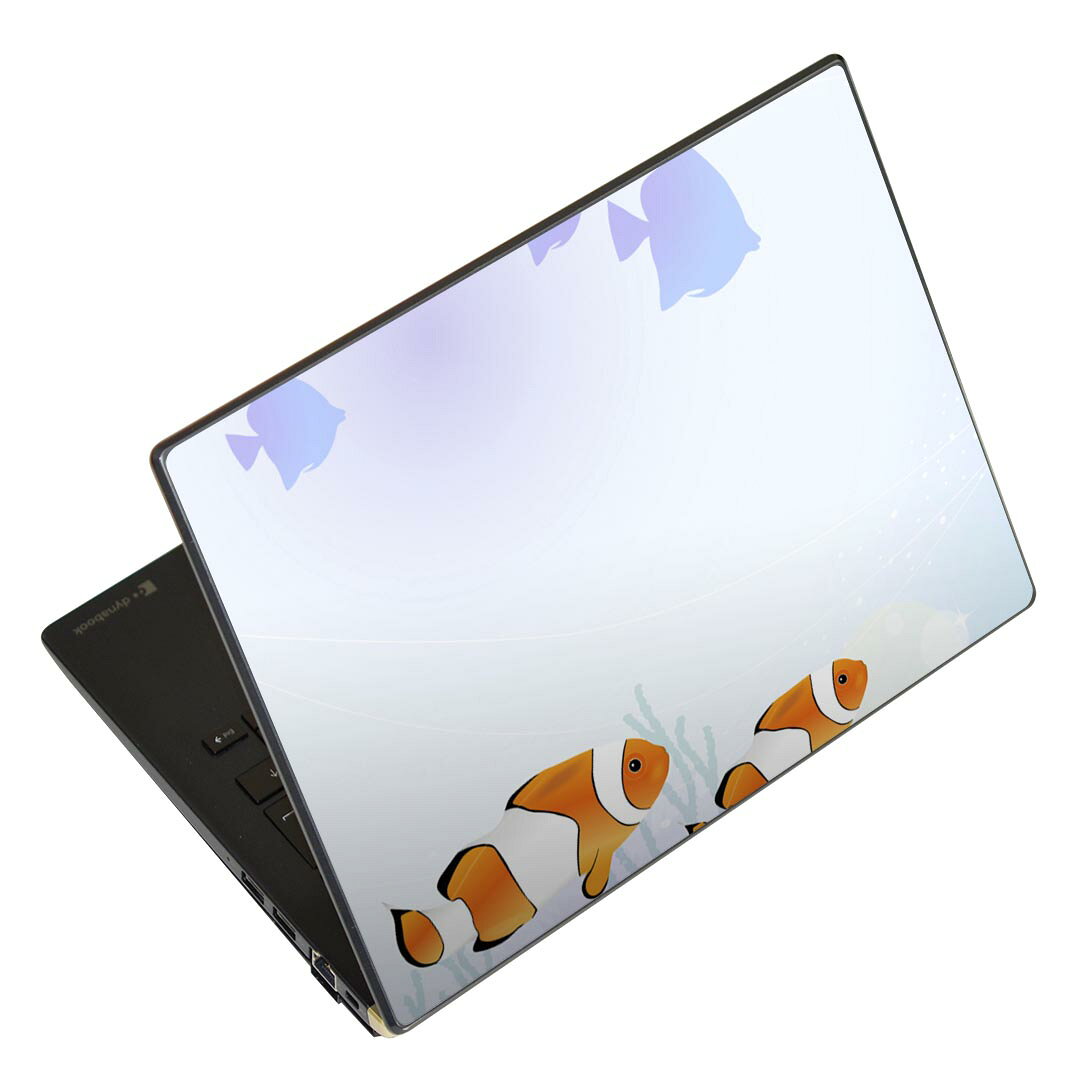 ノートパソコン スキンシール 17インチまで対応 汎用ステッカー 2枚セット LAVIE用 FMV用 LIFEBOOK用 Dynabook用 Lenovo用 Thinkbook用 IdeaPad用 HP用 Pavillon用 ENVY用 Elite用 Dell用 Vostro用 Inspiron用 VAIO用 001355 海　魚