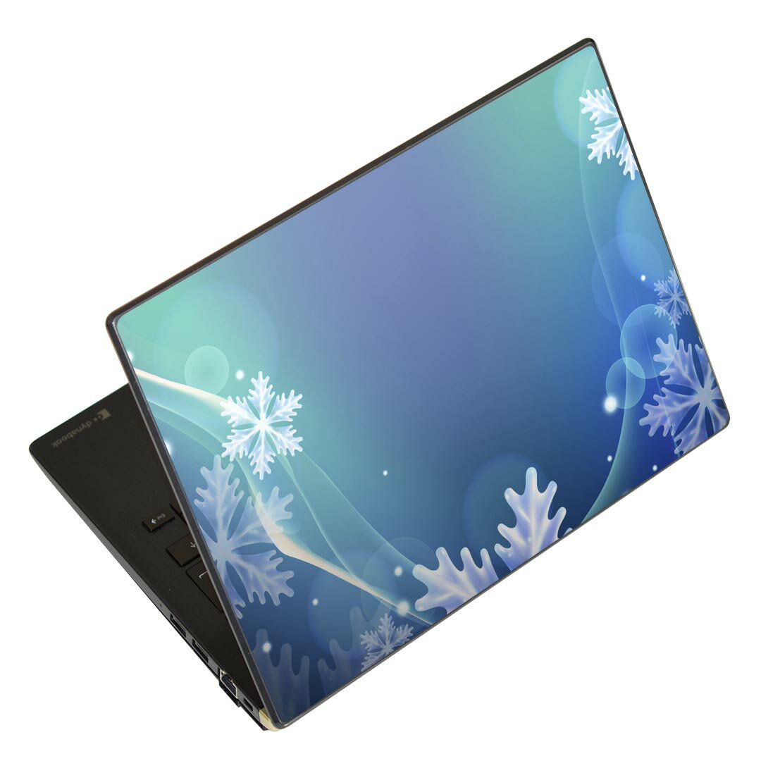 ノートパソコン スキンシール 13.3インチまで対応 汎用ステッカー 2枚セット LAVIE用 FMV用 LIFEBOOK用 Dynabook用 Lenovo用 Thinkbook用 IdeaPad用 HP用 Pavillon用 ENVY用 Elite用 Dell用 Vostro用 Inspiron用 VAIO用 001453 雪の結晶　オーロラ