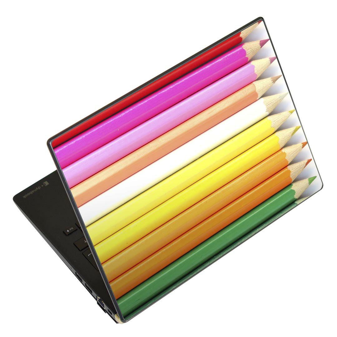 ノートパソコン スキンシール 17インチまで対応 汎用ステッカー 2枚セット LAVIE用 FMV用 LIFEBOOK用 Dynabook用 Lenovo用 Thinkbook用 IdeaPad用 HP用 Pavillon用 ENVY用 Elite用 Dell用 Vostro用 Inspiron用 VAIO用 001542 鉛筆　カラフル