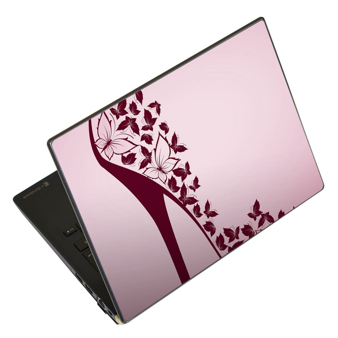 ノートパソコン スキンシール 13.3インチまで対応 汎用ステッカー 2枚セット LAVIE用 FMV用 LIFEBOOK用 Dynabook用 Lenovo用 Thinkbook用 IdeaPad用 HP用 Pavillon用 ENVY用 Elite用 Dell用 Vostro用 Inspiron用 VAIO用 001579 ヒール パンプス 靴 蝶